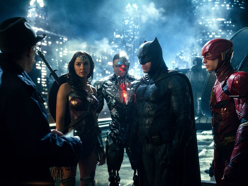 A scene from the 'Justice League' with five characters from the movie