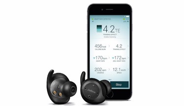 Jabra True wireless waterproof earbuds and a smartphone