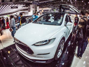 The Tesla Model X has a unique falcon wing door mechanism.