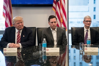 Trump meeting with Peter Thiel and Tim Cook in Trump Tower.