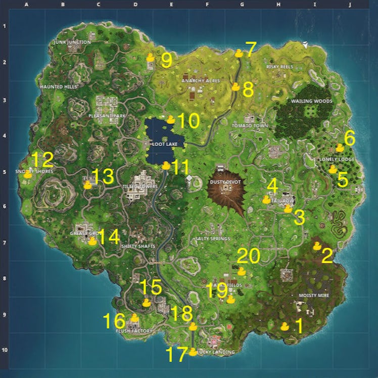 That's a whole lot of Rubber Duckies on the 'Fortnite' map.