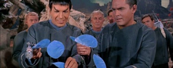 Spock and Captain Pike in "The Cage"