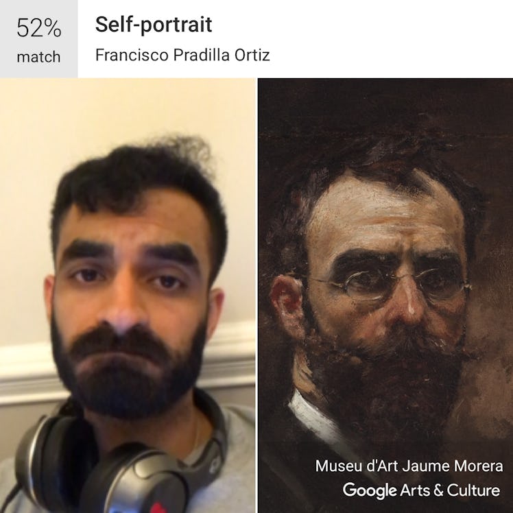 Google arts and culture face match showing the picture of a guy and the result 