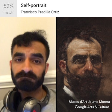 Google arts and culture face match showing the picture of a guy and the result 