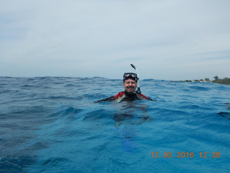 University of Vermont marine biologist Joe Roman snorkeling off the coast of Cuba.