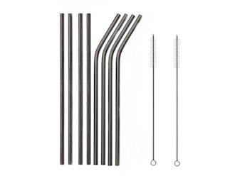 Stainless Steel Straws: 8-Pack (Black)