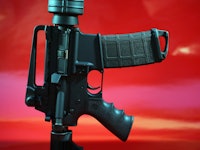 Black AR-15 popular and powerful assault rifle 