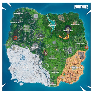 fortnite run down hero mansion and abandoned villain hideout locations map