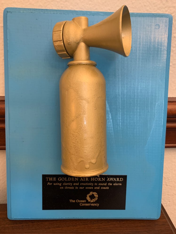 The Golden Air Horn Award, made for Cunningham by the Ocean Conservancy, a nonprofit environmental a...