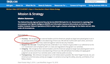 NSA, website, honesty