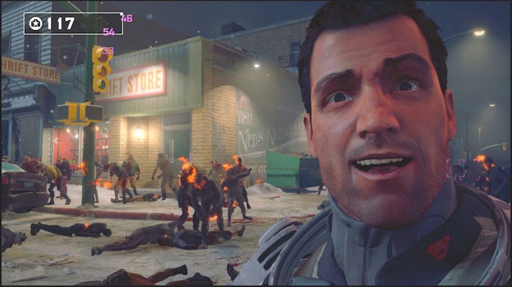 A 'Dead Rising 4' character during a fight