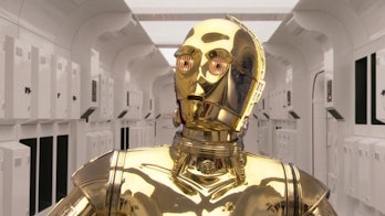 C-3PO is a bumbling protocol droid in the Star Wars movies.
