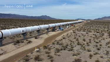 The Hyperloop One Test track in the Nevada desert. 
