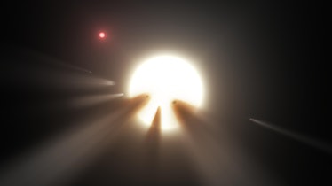 Artist conception of the strange structure observed around Tabby's star. 
