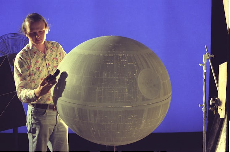 Dennis Muren with the miniature Death Star built for "A New Hope"