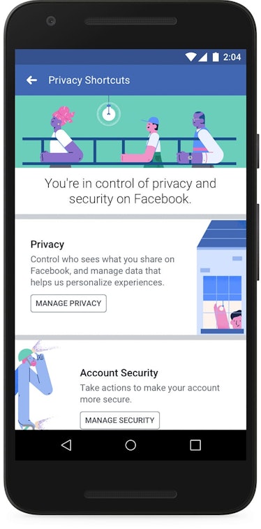 Facebook's Privacy Shortcuts menu.