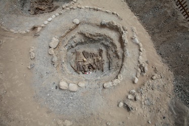 The excavation of the tomb.