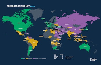 internet freedom by country map