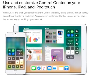 Apple's Control Center (not "control center").