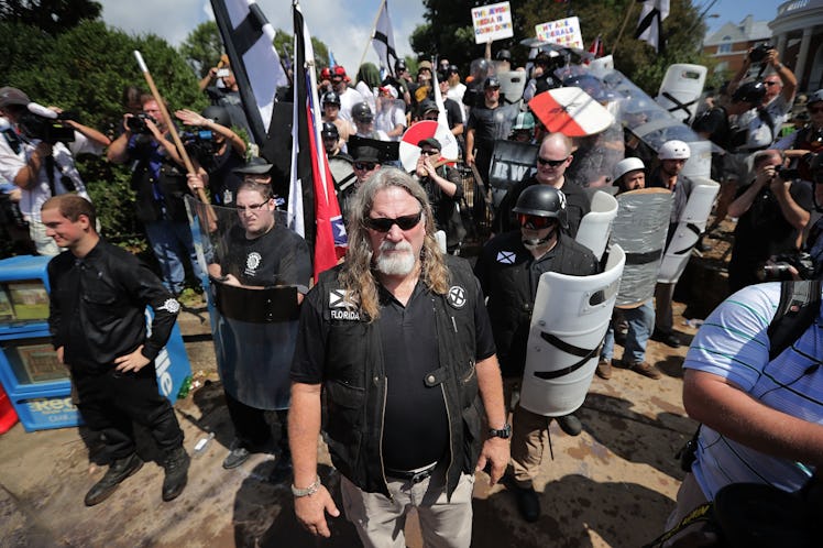 CHARLOTTESVILLE, VA - AUGUST 12: White nationalists, neo-Nazis and members of the 'alt-right' exchan...