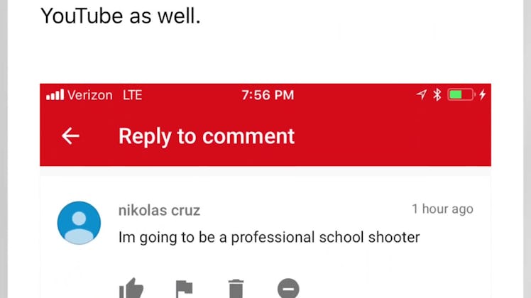 A screenshot of Cruz's comment.