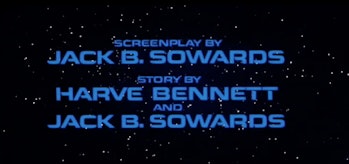 Onscreen writing credits for 'Star Trek II: The Wrath of Khan.' (Not credited :the guy who wrote the...