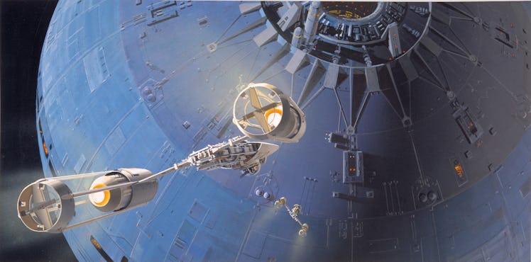 A production painting created by Ralph McQuarrie to visualize the original Star Wars