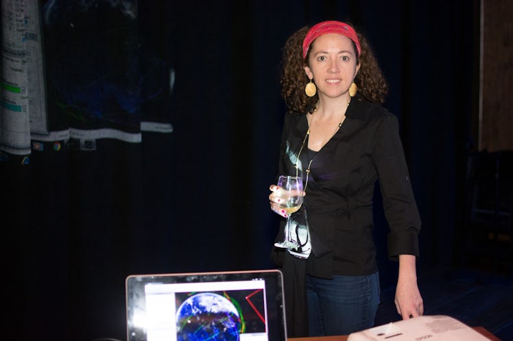 Jackie Faherty at her booth at the Inverse Science Fair.