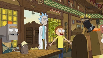 Morty leads and Rick follows happily.