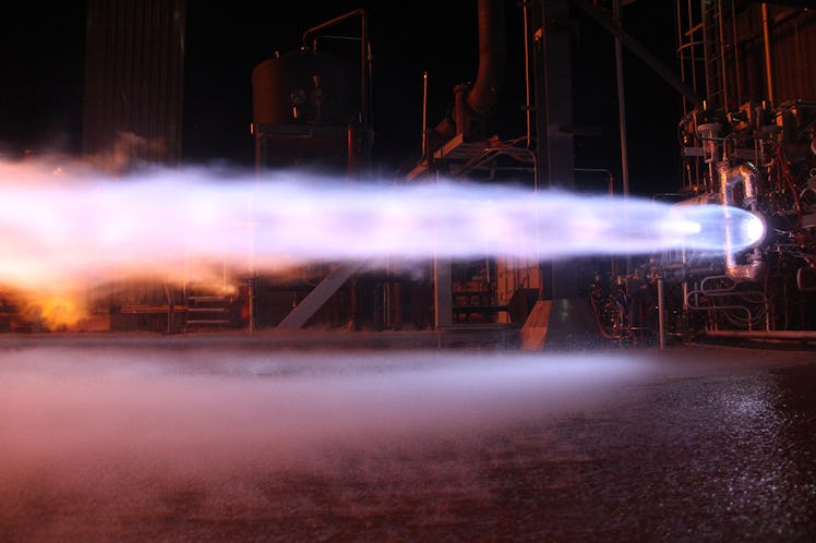 Blue Origin's BE-4 engine during a static fire test.