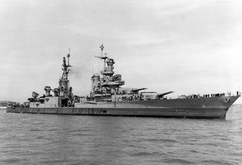 USS Indianapolis (CA-35) off the Mare Island Naval Shipyard on 10 July 1945 (19-N-86911)
