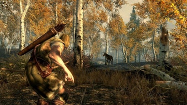 "Crouching" allows you to "Sneak" and do bonus damage with attacks in 'Skyrim'.