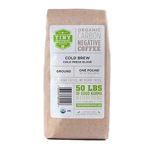 Tiny Footprint Coffee, Organic Cold Brew Cold Press Elixir, Ground Coffee 16 oz. 