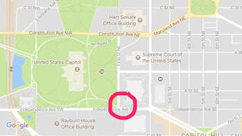 The location of a possible car bomb at the U.S. Capitol. 