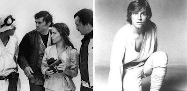 LEFT: Luke, Fixer, Camie and Biggs in a deleted scene from 'Star Wars: A New Hope.' RIGHT: Mark Hami...