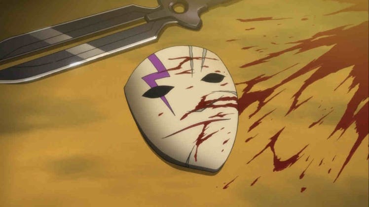 Hei's pierrot-inspired mask conceals his face when he's out on missions.