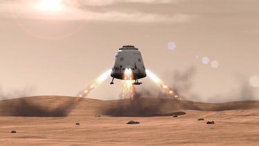 An artist's rendering of what the Red Dragon touching down on Mars might look like.
