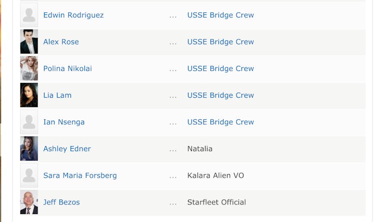 Jeff Bezos at the list bottom of IMDB's cast credits for "Star Trek Beyond"