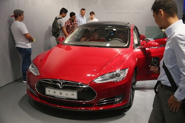 The Tesla Model S on display in Germany.