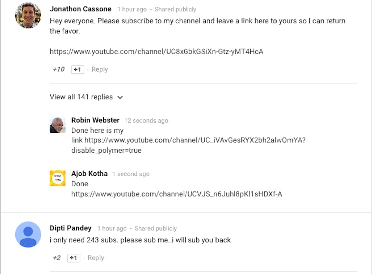 YouTube, Statement, Comments