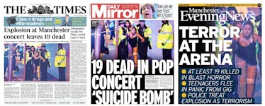 Manchester Arena Bombing Newspaper Front Pages