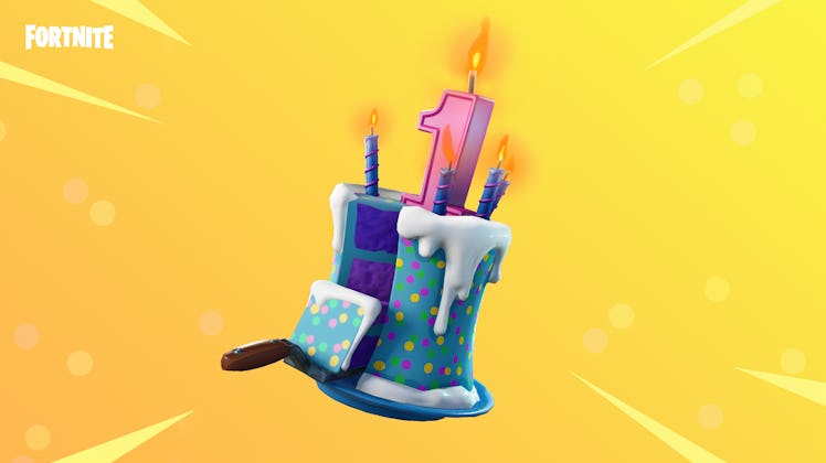 Only the top tier of the birthday cakes looks like this in 'Fortnite: Battle Royale'.