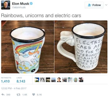 Elon Musk's tweet about the farting unicorn.