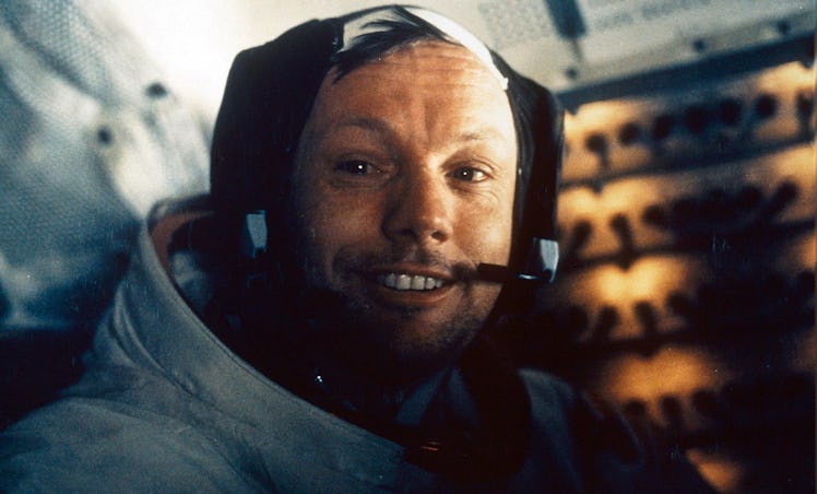 Neil Armstrong inside the lunar module