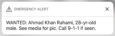 The alert sent out to New Yorkers with iPhones at 8 a.m. on Monday, September 19 warned them to look...