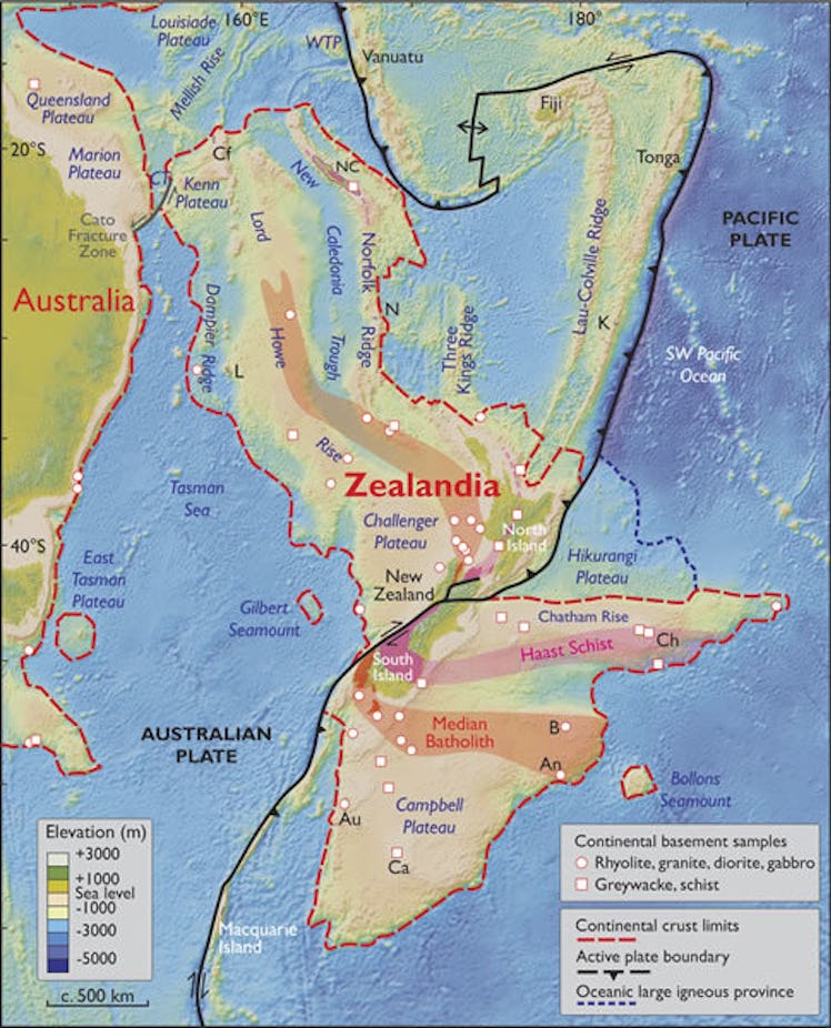 A map including Zealandia.