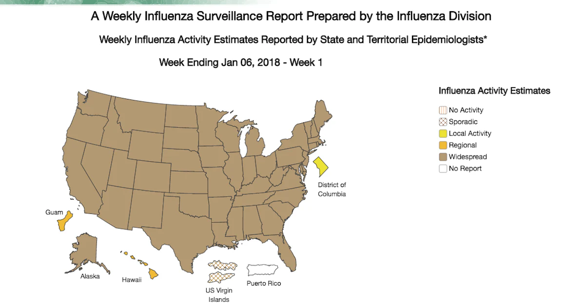 Weekly Map CDC's Interactive Map Shows How Fast the Flu Took Over the U.S. This Season