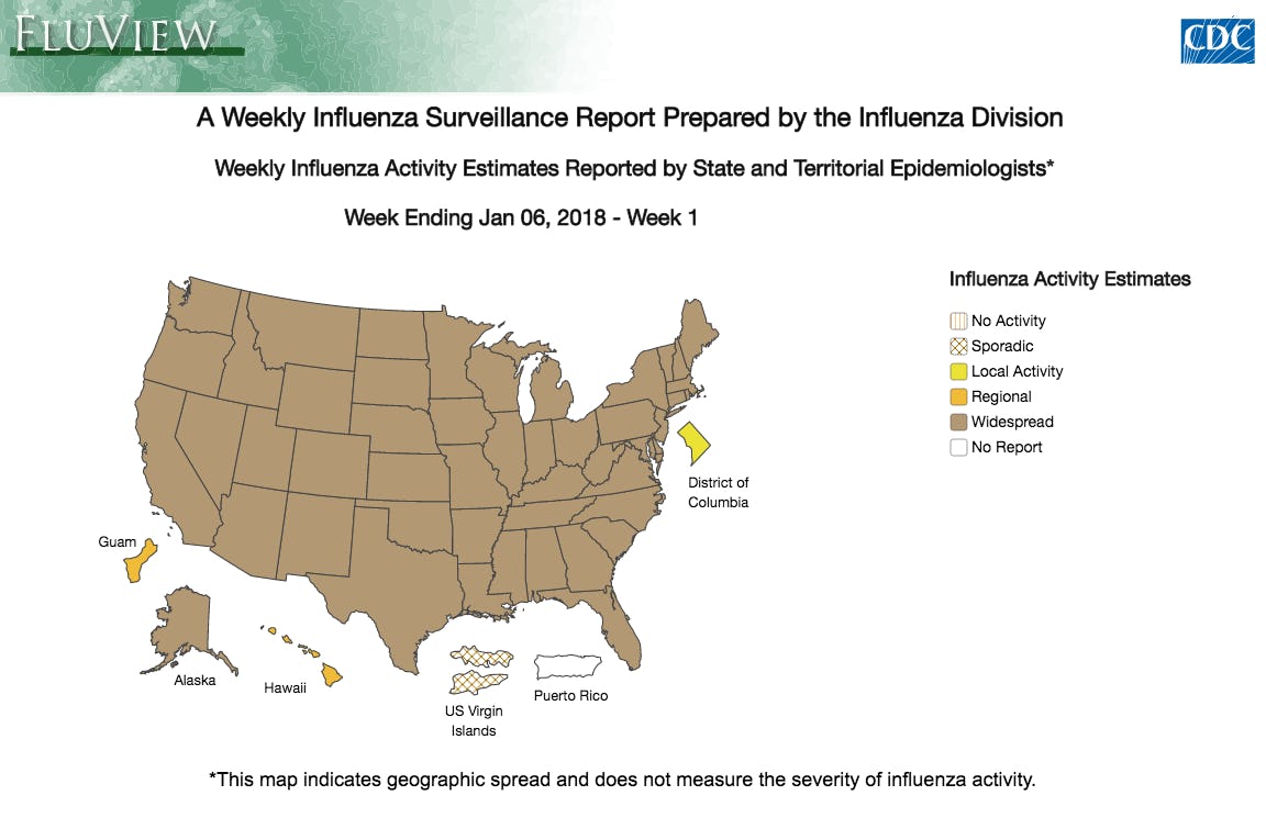 CDC's Interactive Map Shows How Fast the Flu Took Over the U.S. This Season