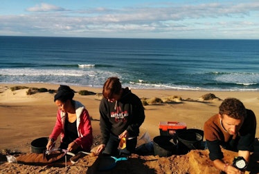 Students excavating one of the dig sites in South Africa.