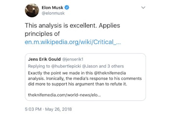 Musk's since-deleted tweet